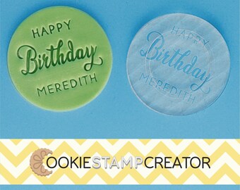 Blu Timbro In Rilievo „Happy Birthday" 8 Cm Timbro In Rilievo Per Torta Fondente Design 3D Timbro Per Biscotti Per Biscotti Di Compleanno Timbro - Foto 3