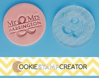 Custom Mr & Mrs Cookie Stamp for Wedding Personalised Cookie and Fondant Embosser