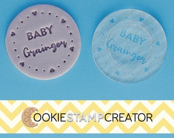 Custom New Baby Cookie Stamp Personalised Baby Shower Cookie and Fondant Embosser