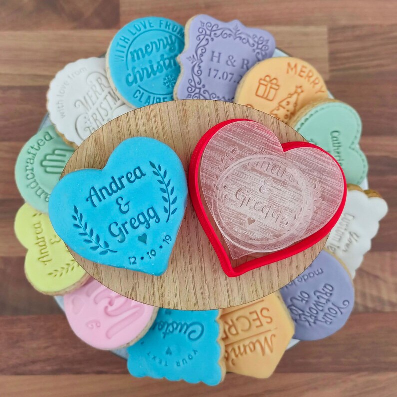 Custom Wedding Cookie Stamp Heart Couples Personalised Wedding Etsy