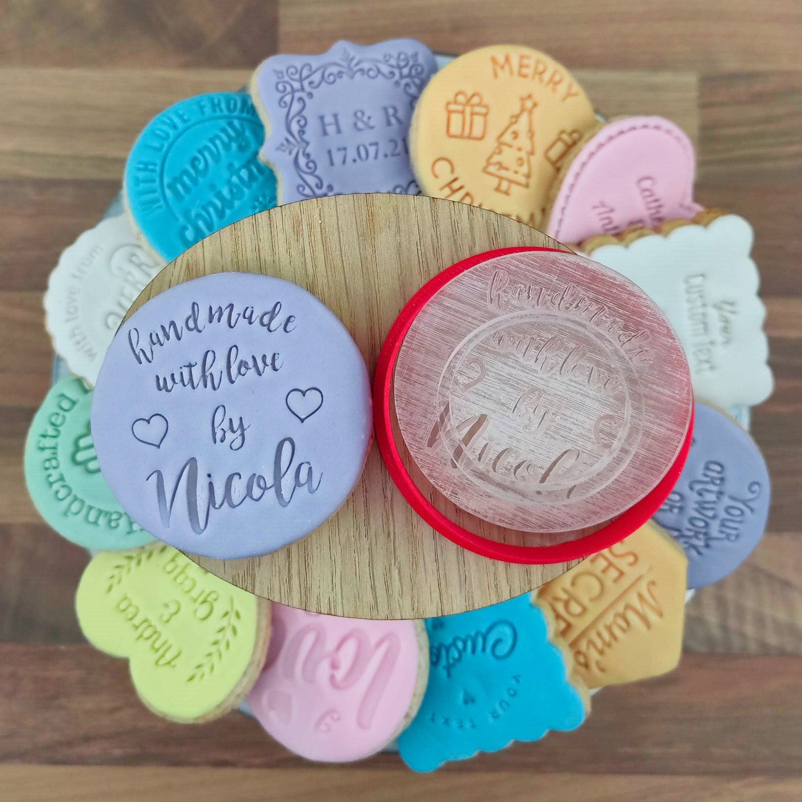 Custom Cookie Stamp Handmade With Love Personalised Cookie Etsy