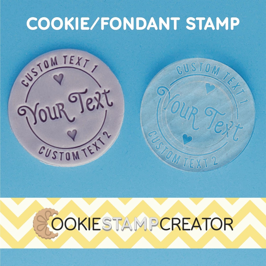 Custom Cookie Stamp With Hearts Personalised Cookie and Fondant ...