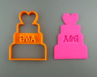 Custom Wedding Cake Cookie Cutter: Personalised Initials, Valentine's Gift