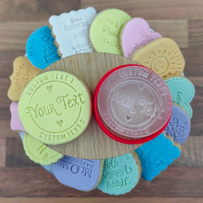 Custom Cookie Stamp With Hearts Personalised Cookie and Fondant ...