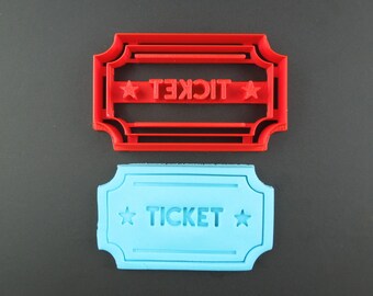 Circus Ticket Cookie Cutter: 3D Printed ABS Plastic