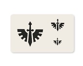Dark Angel Warhammer War Game Themed Stencil 190 Micron Mylar Washable Reusable 10cm x 6cm
