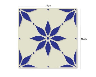 No.1 Moroccan Design Tile Crafting Stencil Upcycle Washable Reusable Mylar 15cm (6 inches)