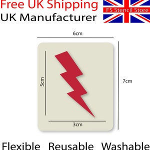 Lightning Bolt Face Painting Crafting Card Making Stencil 6cm x 7cm 190micron Washable and Reusable image 3