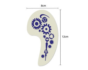 Steampunk Cogs Face Painting Card Making Crafting Stencil approx 12cm x 8cm Washable and Reusable