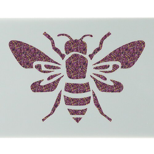 Large Bee Stencil approx 5.3 inches x 3.5 inches Washable and Reusable. Dimensions refer to the overall size of the item.