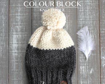 Adult Colour Block Knit Toque