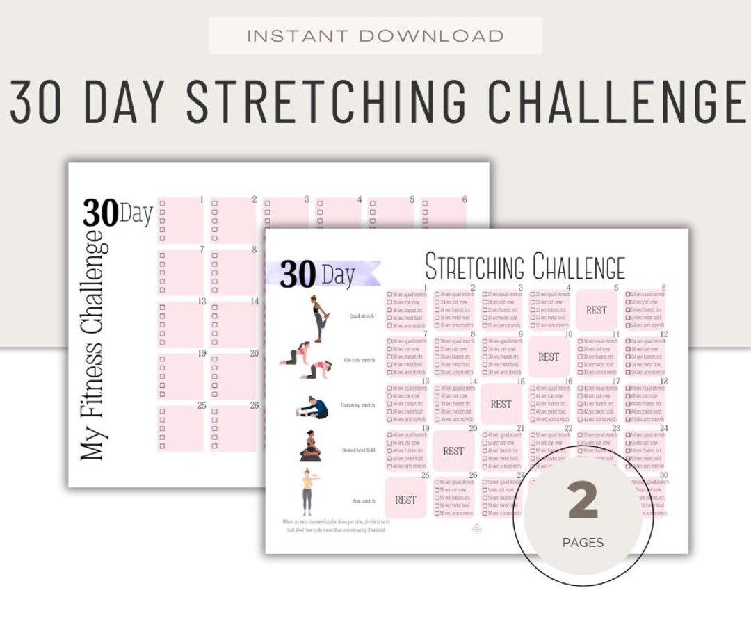 30 Day Challenge Stretching Workout, Women's Fitness, Instant Download ...