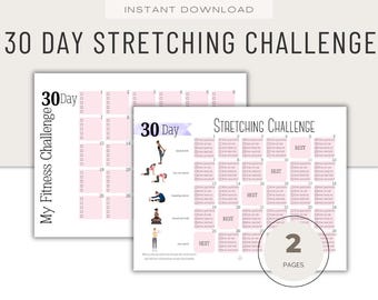 30 Day Challenge Stretching Workout, Women's Fitness, Instant Download, Printable PDF, Balance, Yoga