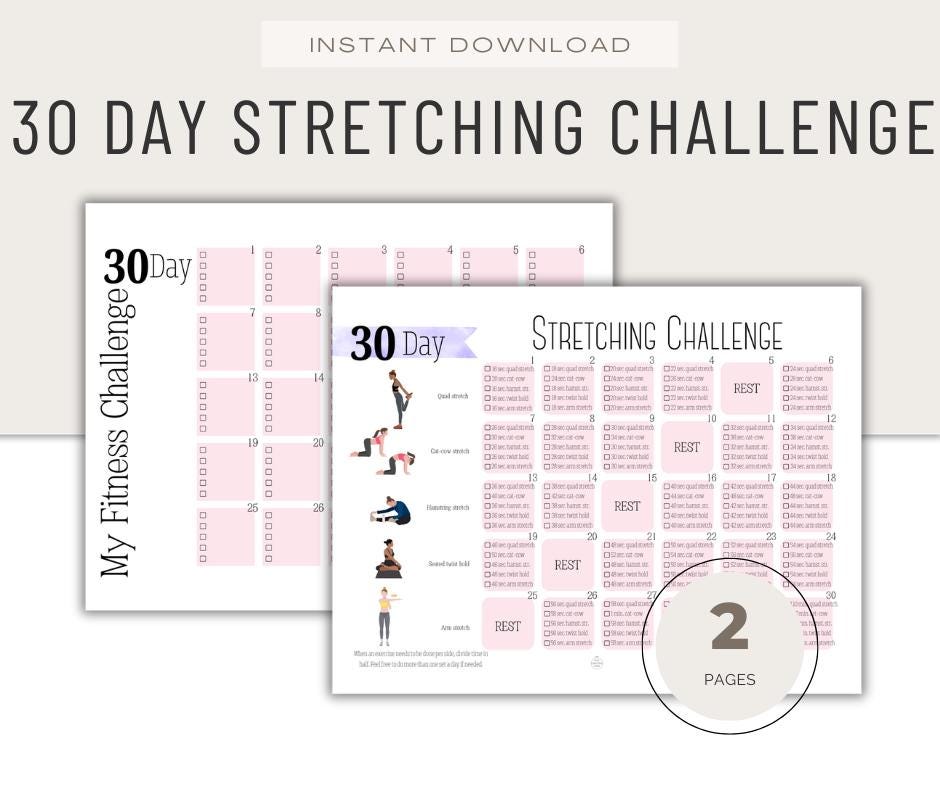 30 Day Challenge Stretching Workout, Women's Fitness, Instant Download ...