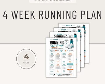 4 Week Running Plan, 30 Day Exercise Challenge (PDF Instant Download Digital Product)