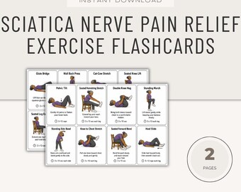 Workout Cards for Sciatic Nerve Pain Relief (Digital Download), Physiotherapist Resource