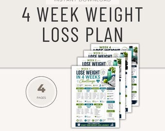 4 Week Weight Loss Fitness Plan, 30 Day Exercise Challenge (PDF Instant Download Digital Product)