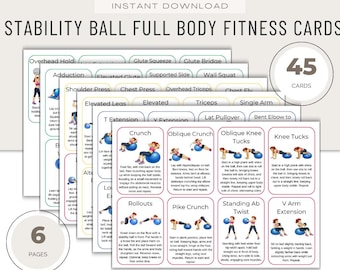 Stability Ball Workout Cards: Full Body Fitness (Digital Download) Fitness Coach Resource