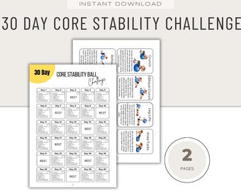 30 Day Core Challenge, Women's Fitness (Printable PDF Download), Abs, Lower Back