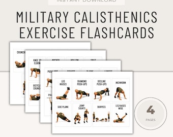 Military Calisthenics Fitness Exercise Flashcards (Digital Download),  Fitness Coach Resource