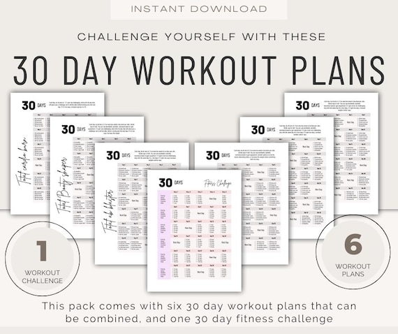 10 Pages 30 Day Home Workout Bundle Printable Editable Pdfs,