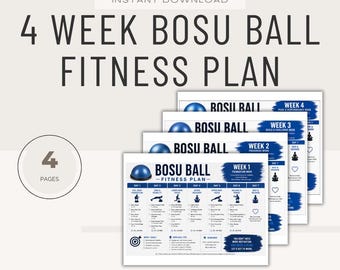4 Week Bosu Ball Fitness Plan, 30 Day Exercise Challenge (PDF Instant Download Digital Product)