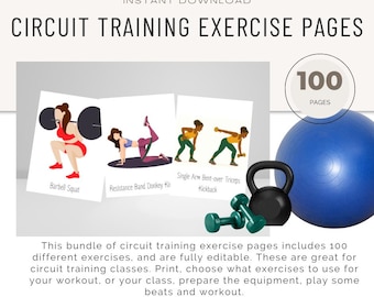 Circuit Training Exercise Posters: 100 Printable Workouts (PDF) Fitness Coach Resource