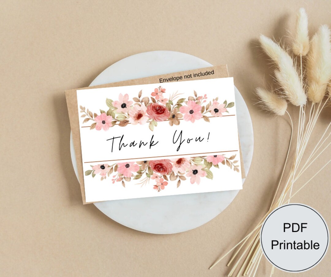 Wildflower Editable PDF Instant Download Thank You Card , Floral ...