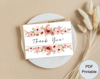 Wildflower Thank You Card Template, Thank You Card Printable, Thank you Card, Floral Thank You, Wedding Thank you Cards, Printable Card