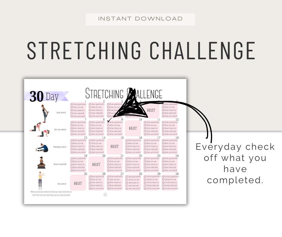 30 Day Challenge Stretching Workout, Women's Fitness, Instant Download ...