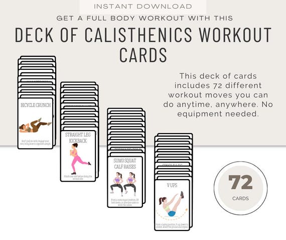 Calisthenics Workout Cards: Bodyweight Exercise Templates (Digital Download) Fitness Coach Resource
