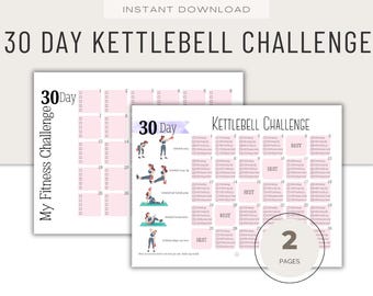 30 Day Kettlebell Challenge, Women's Fitness (Printable PDF Download)