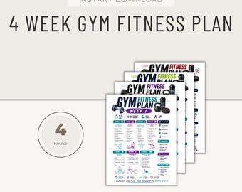 4 Week Gym Workout Plan, 30 Day Exercise Challenge (PDF Instant Download Digital Product)