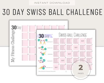 30 Day Swiss Ball Challenge, Women's Fitness (Printable PDF Download) Balance Ball Workout