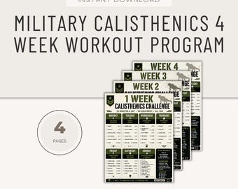 4 Week Military Calisthenics Fitness Plan, 30 Day Exercise Challenge (PDF Instant Download Digital Product)