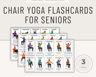 Chair Yoga Flashcards for Seniors, Fitness Routine, PDF Instant Download, Digital Product
