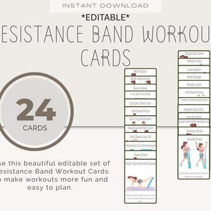 Minimalistische EDITIERBARE Widerstand Band Übungskarten Workout-Vorlagen Fitness-Trainer Gesundheit Home Workout Anleitung Personal Trainer