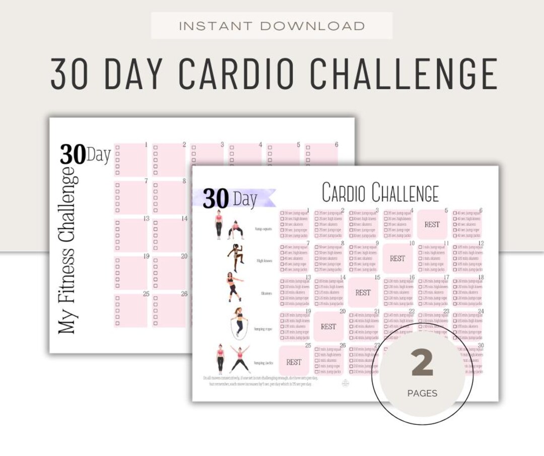 Cardio Routine Print Off 30 Day Cardio Challenge, Women's Fitness (printable PDF Download ...