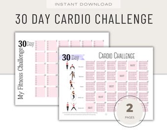 30 Day Cardio Challenge, Women's Fitness (Printable PDF Download) Cardiovascular Workout, Aerobic Exercises