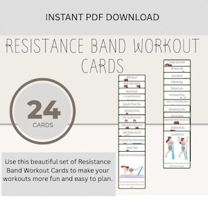 Resistance Band Workout Cards: Fitness Templates (Digital Download) Fitness Coach Resource