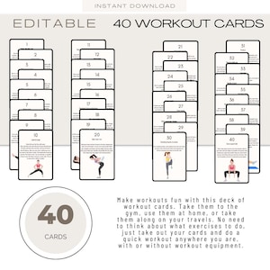 Minimalistische bearbeitbare Übungskarten Workout-Vorlagen Fitness-Coaches Gesundheit Home Workout Anleitung Fitness-Programme Personal Trainer
