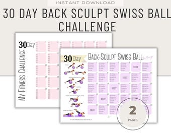 30 Day Back Sculpt Swiss Ball Challenge, Women's Fitness (Printable PDF Download)