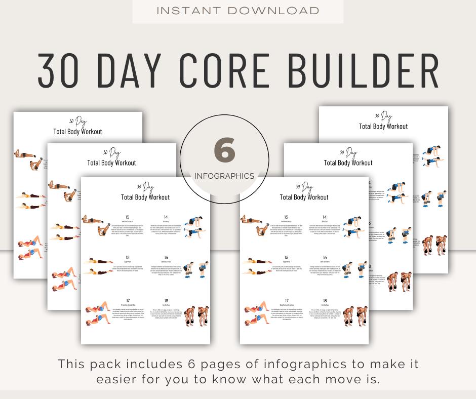 30 Day Core Workout Bundle: 4 Fitness Plans (printable Pdfs) Fitness ...