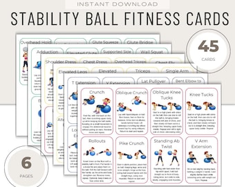 Stability Ball Exercise Cards: 45 Fitness Workouts (Digital Download),  Fitness Coach Resource