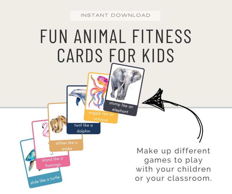 Animal Workout Flashcards for Kids: Fun Fitness Templates (PDF Download ...