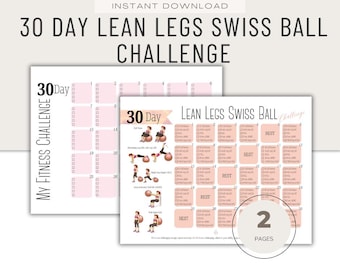 30 Day Lean Legs Swiss Ball Challenge, Women's Fitness (Printable PDF Download)