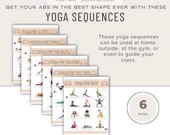 Secuencias de posturas de yoga: Cadera, Core, Columna, Espalda, Glúteos, Isquiotibiales (PDF)