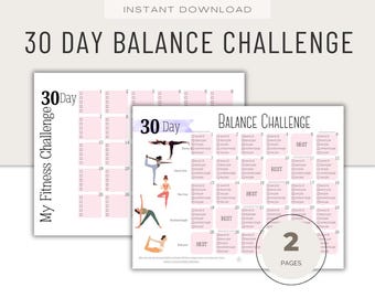 30 Day Challenge Balance Workout, Women's Fitness, Instant Download, Printable PDF, Yoga