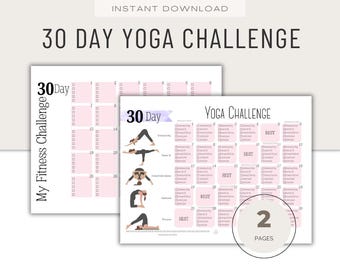 30 Day Challenge Yoga Workout, Women's Fitness, Instant Download, Printable PDF, Balance