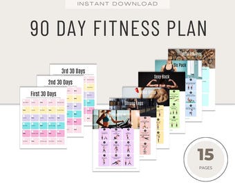 90 Day Fitness Plan, Cardio, Strength Workouts, Meal Planner (PDF Download)